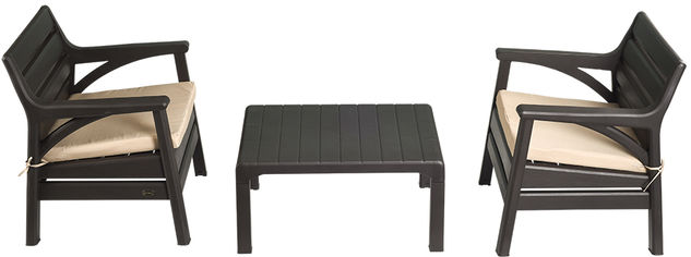 Акція на Набор мебели Irak Plastik Барселона (2 кресла + столик) Тёмно-коричневый (7031kmd) від Rozetka UA