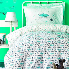 Акция на Подростковое постельное белье ранфорс Karaca Home Shark yesil Подростковый комплект от Podushka