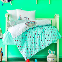 Акція на Постельное белье в кроватку Karaca Home Rover mavi 2020-2 голубой Детский комплект від Podushka