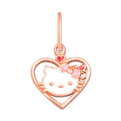 Акция на Кулон-сердце из красного золота Hello Kitty с белой, розовой и красной эмалью 000103918 от Zlato