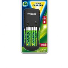 Акция на Зарядное устройство VARTA Pocket Charger + Аккумулятор NI-MH AA 2600 мАч, 4 шт.  (57642101471) от MOYO