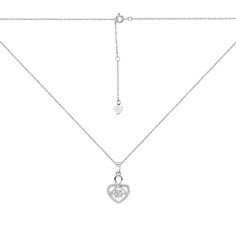 Акція на Серебряное кольцо с подвеской-сердечком и фианитами 000122607 000122607 45 размера від Zlato
