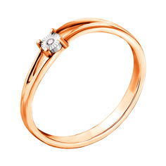 Акція на Золотое кольцо в комбинированном цвете с бриллиантом 000123039 000123039 17.5 размера від Zlato