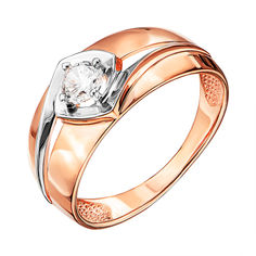 Акція на Золотое кольцо в комбинированном цвете с фианитом 000135437 000135437 19 размера від Zlato