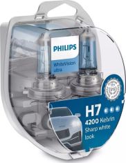 Акция на Лампа галогенная Philips H7 WhiteVision Ultra, 4200K, 2шт/блистер от MOYO
