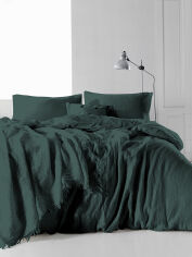 Акція на Комплект постельного белья Muslin SoundSleep Dark Green Двуспальный евро комплект від Podushka
