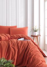 Акция на Комплект постельного белья SoundSleep Stonewash orange кирпичный Двуспальный евро комплект от Podushka