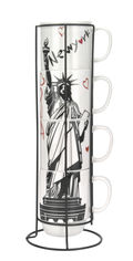 Акція на Набор чашек Limited Edition New York 4х420 мл на металлической подставке B1163-09359-1 від Podushka