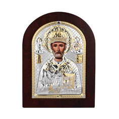 Акция на Икона Николай Чудотворец с серебром в деревянной рамке 000140107 000140107 от Zlato