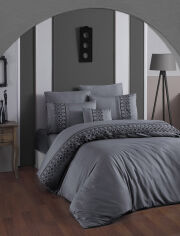 Акція на Постельное белье First choice VIP Moonlight satin Mona gri Двуспальный евро комплект від Podushka
