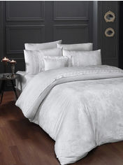 Акція на Постельное белье First choice VIP Moonlight satin Buhara beyaz Двуспальный евро комплект від Podushka