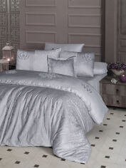 Акція на Постельное белье First choice VIP Moonlight satin Mirabel gri Двуспальный евро комплект від Podushka
