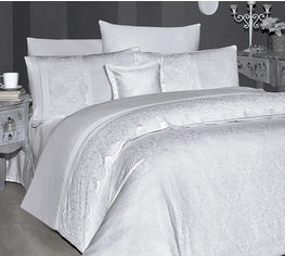 Акція на Постельное белье First choice VIP Moonlight satin Hillary beyaz Двуспальный евро комплект від Podushka