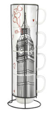 Акція на Набор чашек Limited Edition London 4х420 мл на металлической подставке B1163-09359-2 від Podushka