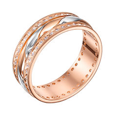 Акция на Золотое обручальное кольцо в комбинированном цвете с фианитами 000005357 000005357 22 размера от Zlato