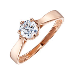 Акция на Золотое помолвочное кольцо с белым цирконием 000095138 000095138 18 размера от Zlato
