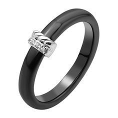 Акція на Керамическое кольцо с накладкой из серебра и цирконием Swarovski 000103078 000103078 17 размера від Zlato