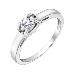 Акция на Золотое помолвочное кольцо Яминари в белом цвете с фианитами 000103942 17 размера от Zlato