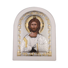 Акция на Икона Спаситель Иисус с серебром в белой рамке 000137574 от Zlato