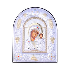Акція на Посеребренная икона Богородица Казанская на подставке с красными кристаллами Swarovski 000131797 від Zlato