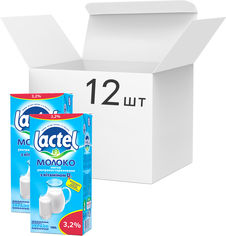 Акция на Упаковка молока ультрапастеризованного Lactel с витамином D3 3.2% 1 кг х 12 шт (4823065703787) от Rozetka UA