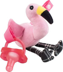 Акція на Цельная силиконовая пустышка Dr. Brown's Розовая + Фламинго игрушка (AC153-P6) від Rozetka UA