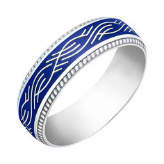 Акція на Серебряное кольцо с синей эмалью 000072668 20 размера від Zlato
