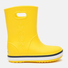 Акція на Резиновые сапоги Crocs Kids Crocband Rain Boot 205827-734-J2 33-34 Yellow/Navy (191448404939) від Rozetka UA