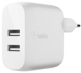 Акція на Сетевое ЗУ Belkin Home Charger (24W) DUAL USB 2.4A, white (WCB002VFWH) від MOYO