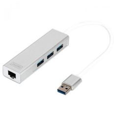 Акция на USB Хаб Digitus DA-70250-1 USB 3.0, 3xUSB, 1xLAN Gigabit от MOYO