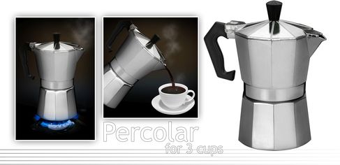 Акция на Гейзерная кофеварка Excellent Houseware на 3 чашки (170170100) от Rozetka UA