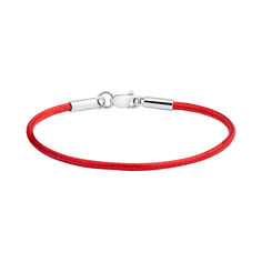 Акція на Красный вощеный шелковый шнурок-браслет с серебряной застежкой 000125528 17 размера від Zlato