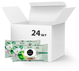 Акция на Упаковка влажных салфеток Papilion Яблоко Premium Quality с пластиковой крышкой 24 x 64 шт (8692857015911) от Rozetka UA