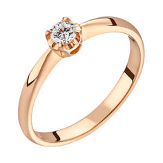 Акція на Помолвочное кольцо из красного золота с бриллиантом 0,07ct 000034684 17 размера від Zlato
