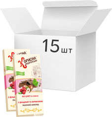 Акція на Упаковка молочного шоколада Корисна Кондитерська с фундуком и клюквой со стевией 100 г х 15 шт (14820158920318) від Rozetka UA