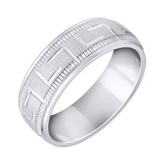 Акція на Серебряное обручальное кольцо с фактурной поверхностью и элементами орнамента 000093715 18.5 размера від Zlato