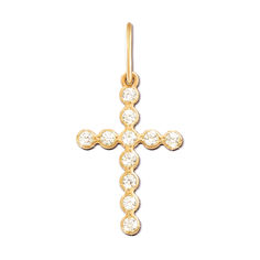 Акція на Декоративный крестик из желтого золота с фианитами 000134357 від Zlato