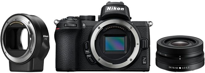 Акция на Фотоаппарат Nikon Z50 + DX 16-50mm VR Kit + FTZ (VOA050K004) Официальная гарантия! от Rozetka UA