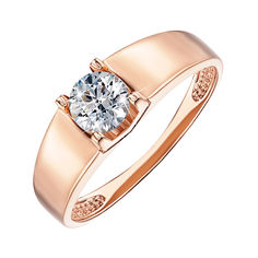 Акція на Помолвочное кольцо из красного золота с фианитом 000103773 19.5 размера від Zlato