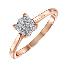 Акція на Золотое помолвочное кольцо в комбинированном цвете с бриллиантом 000104398 16 размера від Zlato