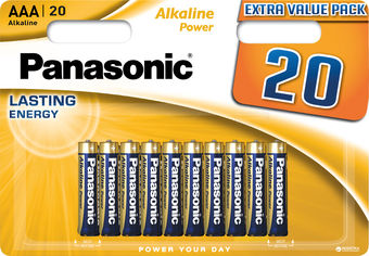 Акция на Батарейки Panasonic Alkaline Power щелочные AAA блистер, 20 шт (LR03REB/20BW) от Rozetka UA
