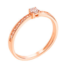 Акція на Помолвочное кольцо из красного золота с фианитами 000130230 000130230 15.5 размера від Zlato