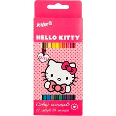 Акція на Карандаши цветные двусторонние Hello Kitty 12 шт/24 цвета Kite HK17-054 від Podushka
