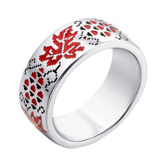Акция на Серебряное кольцо с красной и черной эмалью 000133713 20 размера от Zlato
