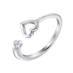 Акція на Серебряное кольцо с разомкнутой шинкой с сердечком и цирконием 000124935 б/р размера від Zlato
