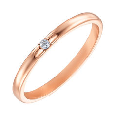 Акція на Обручальное кольцо из красного золота с бриллиантом 000121442 18.5 размера від Zlato