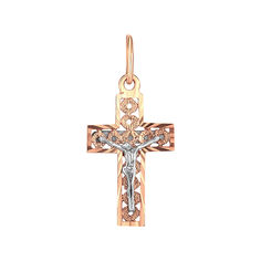 Акція на Золотой крестик в комбинированном цвете с алмазной гранью 000141665 від Zlato