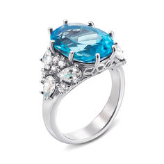 Акція на Серебряное кольцо с голубым кварцем и фианитами 000135693 16.5 размера від Zlato