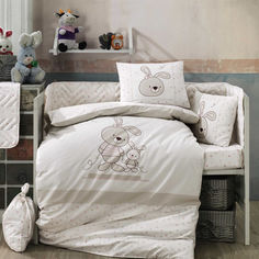 Акция на Детское постельное белье в кроватку Bebek Elina Hobby бежевое Детский комплект от Podushka