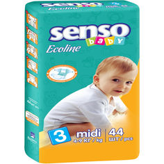 Акция на Подгузники  Senso Baby Ecoline миди,размер 3, 4-9 кг, 44 шт  (4810703000858) от Allo UA